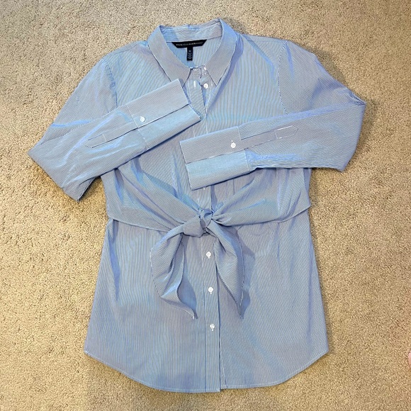 White House Black Market Button Down Top with Front Tie - Picture 2 of 7